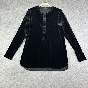 Lauren Ralph Lauren LRL Tunic Top Womens S Black Velvet Pullover Preppy Goth